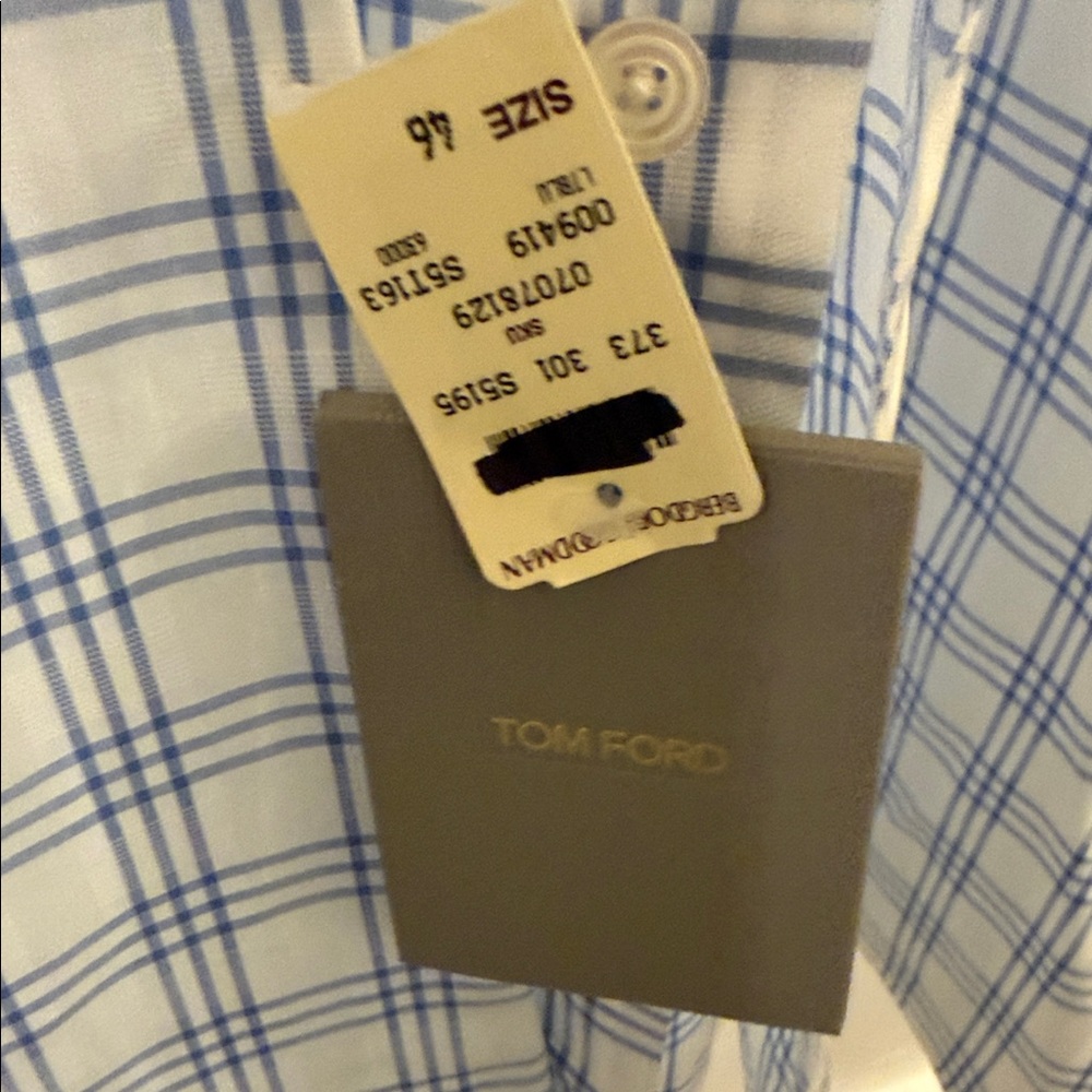 Tom Ford White and Blue Plaid Dress Shirt - Picture 3 of 6